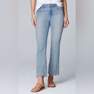 NWT JJill Denim High Rise Ankle Cutwork Border Jeans in Clearwater Wash Sz 16T